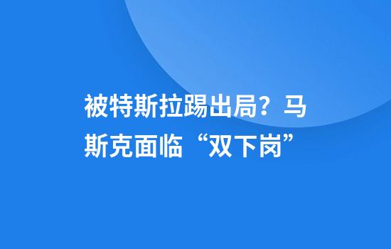 被特斯拉踢出局？马斯克面临“双下岗”