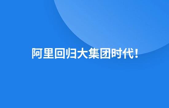阿里回归大集团时代!