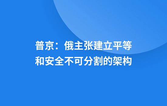 普京:俄主张建立平等和安全不可分割的架构