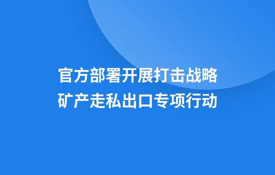 官方部署开展打击战略矿产走私出口专项行动